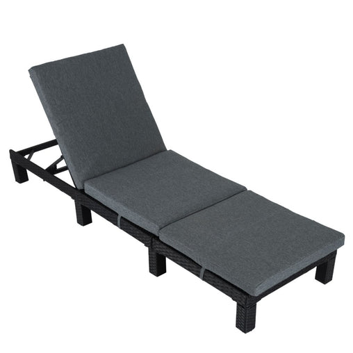 Black Rattan Sunbed with Adjustable Recline - ozily