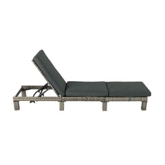 Grey Rattan Sunbed with Adjustable Recline - ozily