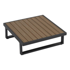 Modern Outdoor 7 Piece Lounge Set with Slatted Polywood Design Tables - ozily