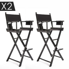 La Bella 2 Set Black Folding Tall Chair DARK HUMOR Movie Director 75cm - ozily