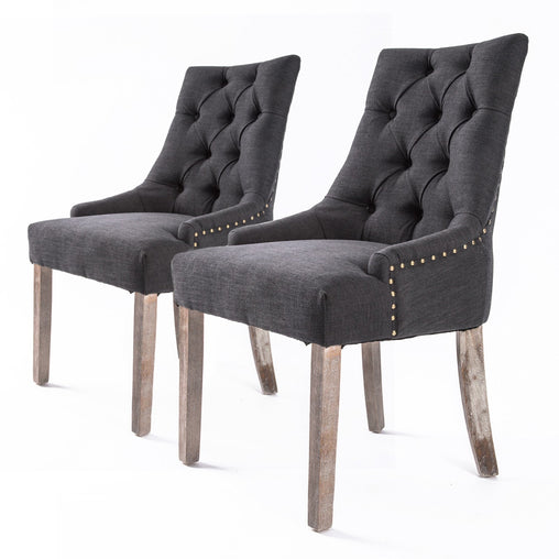 La Bella 2 Set Black (Charcoal) French Provincial Dining Chair Amour Oak Leg - ozily