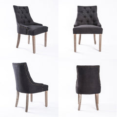 La Bella 4 Set Black (Charcoal) French Provincial Dining Chair Amour Oak Leg - ozily