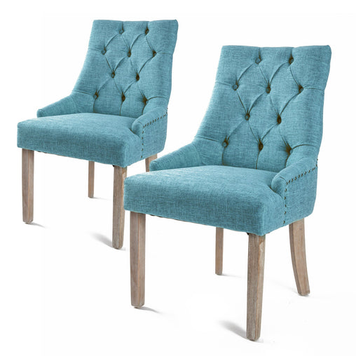 La Bella 2 Set Blue French Provincial Dining Chair Amour Oak Leg - ozily