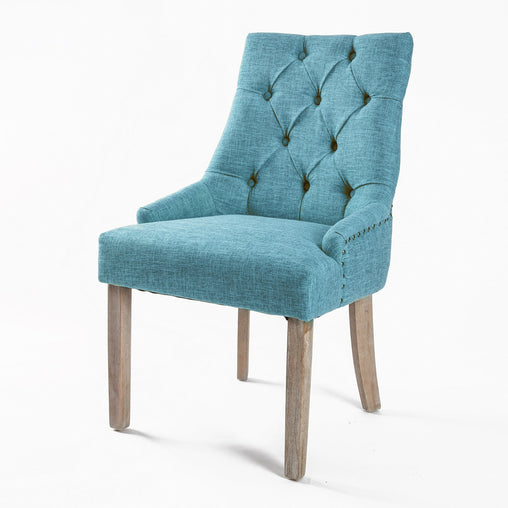 La Bella Blue French Provincial Dining Chair Amour Oak Leg - ozily