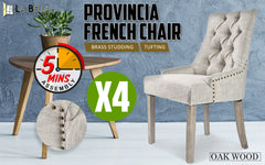 La Bella 4 Set Cream French Provincial Dining Chair Amour Oak Leg - ozily