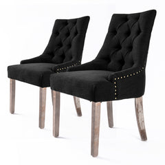 La Bella 2 Set Dark Black French Provincial Dining Chair Amour Oak Leg - ozily