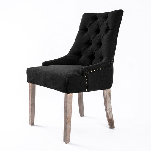 La Bella Dark Black French Provincial Dining Chair Amour Oak Leg - ozily
