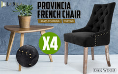 La Bella 4 Set Dark Black French Provincial Dining Chair Amour Oak Leg - ozily
