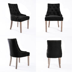 La Bella 4 Set Dark Black French Provincial Dining Chair Amour Oak Leg - ozily