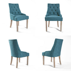 La Bella 2 Set Dark Blue French Provincial Dining Chair Amour Oak Leg - ozily