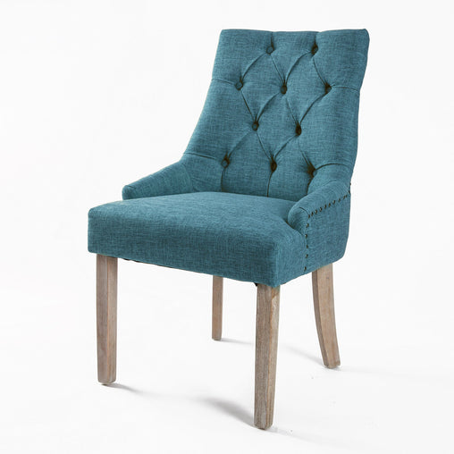 La Bella Dark Blue French Provincial Dining Chair Amour Oak Leg - ozily