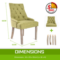 La Bella 2 Set Green French Provincial Dining Chair Amour Oak Leg - ozily