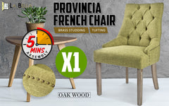 La Bella Green French Provincial Dining Chair Amour Oak Leg - ozily