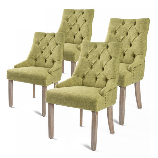 La Bella 4 Set Green French Provincial Dining Chair Amour Oak Leg - ozily