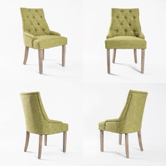 La Bella 4 Set Green French Provincial Dining Chair Amour Oak Leg - ozily