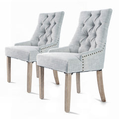 La Bella 2 Set Grey French Provincial Dining Chair Amour Oak Leg - ozily