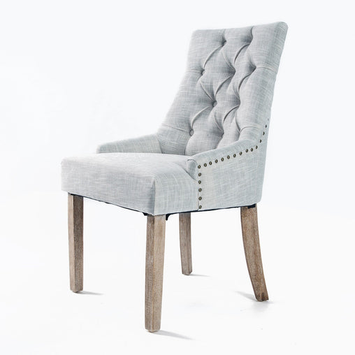 La Bella Grey French Provincial Dining Chair Amour Oak Leg - ozily