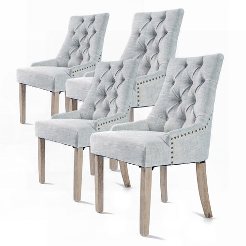 La Bella 4 Set Grey French Provincial Dining Chair Amour Oak Leg - ozily