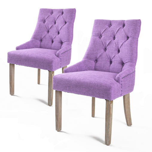 La Bella 2 Set Violet French Provincial Dining Chair Amour Oak Leg - ozily