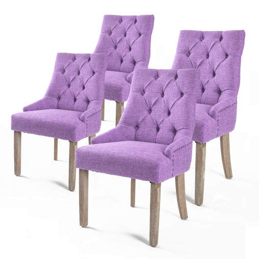 La Bella 4 Set Violet French Provincial Dining Chair Amour Oak Leg - ozily