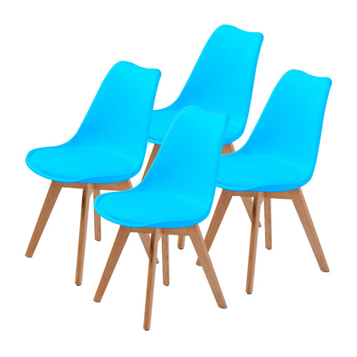 La Bella 4 Set Blue Retro Dining Cafe Chair Padded Seat - ozily