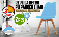 La Bella 2 Set Grey Blue Retro Dining Cafe Chair Padded Seat - ozily