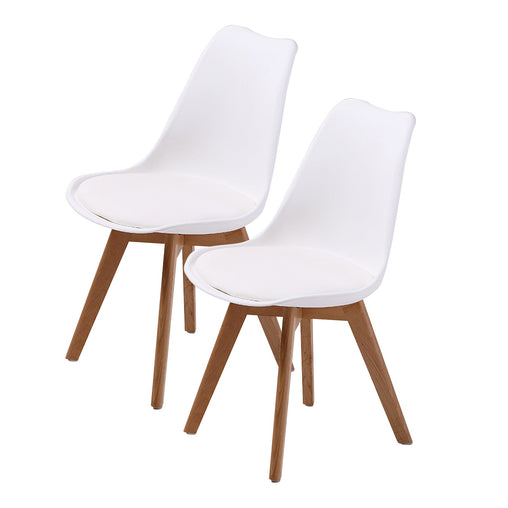La Bella 2 Set White Retro Dining Cafe Chair Padded Seat - ozily