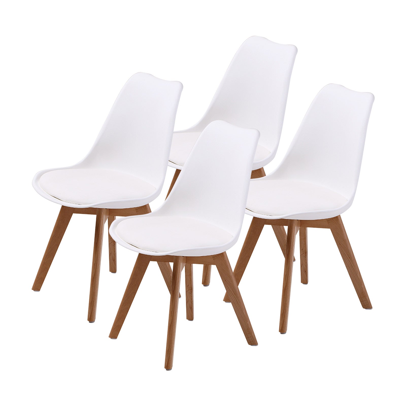 La Bella 4 Set White Retro Dining Cafe Chair Padded Seat - ozily