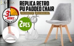 La Bella 2 Set Grey Retro Dining Cafe Chair Padded Seat - ozily
