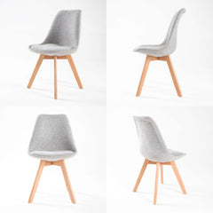 La Bella 4 Set Grey Retro Dining Cafe Chair Padded Seat - ozily