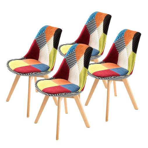 La Bella 4 Set Multi Colour Retro Dining Cafe Chair Padded Seat - ozily