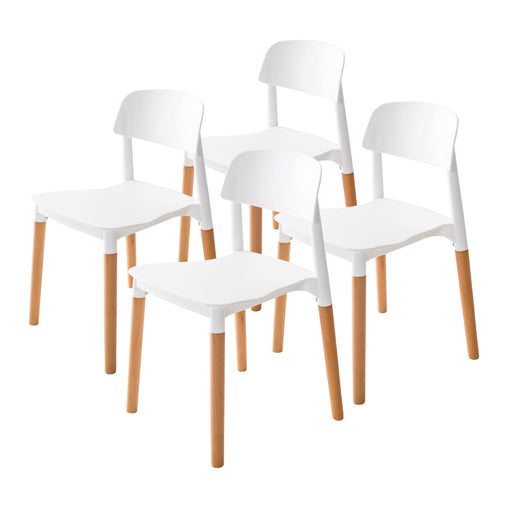 La Bella 4 Set White Retro Belloch Stackable Dining Cafe Chair - ozily