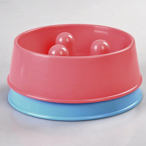 1 x Medium Pet Anti Gulp Feeder Bowl Dog Cat Puppy slow food Interactive Dish Blue - ozily