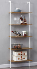 YES4HOMES Industrial Ladder Shelf Wood Wall-Mounted Bookcase Storage Rack Shelves Display - ozily