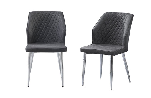 Cross Pattern Dining Chair - Charcoal with Silver Legs - Set of 4 - ozily
