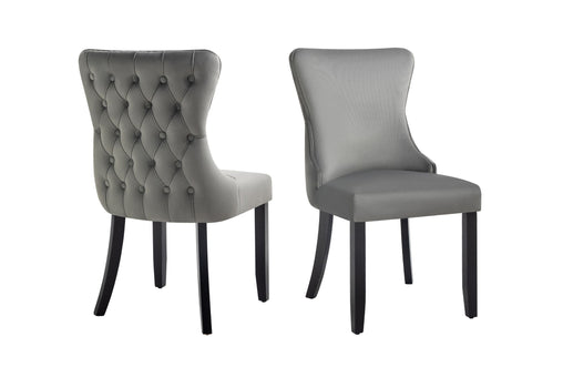 Paris Dark Grey Velvet and black Rubberwood Upholstered Dining Chairs Tufted Back -Set of 2 - ozily