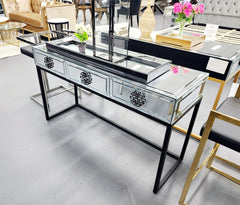 Athens Mirrored Console Table -Black - ozily