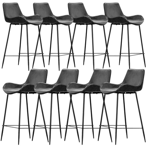 Brando  Set of 8 PU Leather Upholstered Bar Chair Metal Leg Stool Vintage Grey - ozily