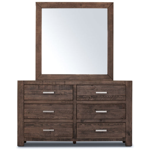Catmint Dresser Mirror 6 Chest of Drawers Tallboy Storage Cabinet - Grey Stone - ozily