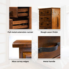 Umber Tallboy 6 Chest of Drawers Solid Pine Wood Storage Cabinet - Dark Brown - ozily