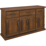 Umber Buffet Table 163cm 4 Door 3 Drawer Solid Pine Timber Wood - Dark Brown