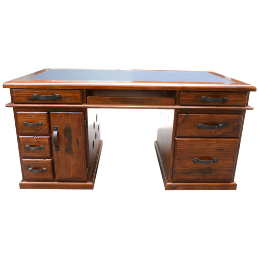 Umber Study Computer Desk 165cm Office Executive Table Solid Wood - Dark Brown - ozily