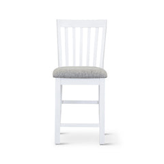 Laelia Tall Bar Chair Stool Set of 2 Solid Acacia Wood Coastal Furniture - White - ozily