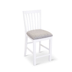 Laelia Tall Bar Chair Stool Set of 2 Solid Acacia Wood Coastal Furniture - White - ozily