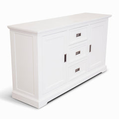 Laelia Buffet Table 166cm 2 Door 3 Drawer Acacia Wood Coastal Furniture -White - ozily