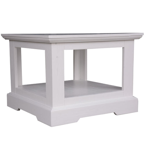Laelia Lamp Side Table 60cm Solid Acacia Timber Wood Coastal Furniture - White - ozily