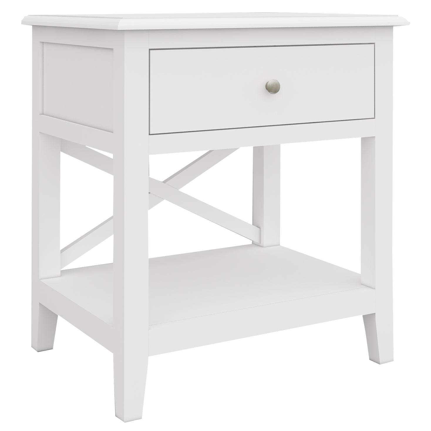 Daisy Side Table Desk Sofa End Table Solid Acacia Wood Hampton Furniture - White - ozily