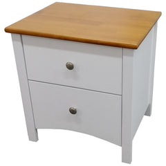 Lobelia Bedside Nightstand 2 Drawers Storage Cabinet Shelf Side End Table -White - ozily