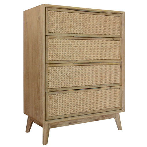 Grevillea Tallboy 4 Chest of Drawers Solid Acacia Wood Storage Cabinet - Brown - ozily