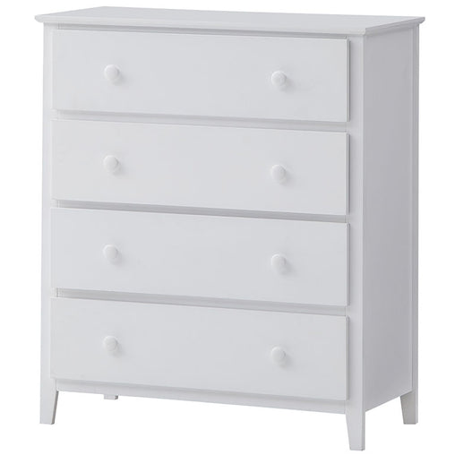 Wisteria Tallboy 4 Chest of Drawers Solid Rubber Wood Bed Storage Cabinet -White - ozily